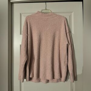 Uniqlo Fuzzy Pink Turtleneck Sweater